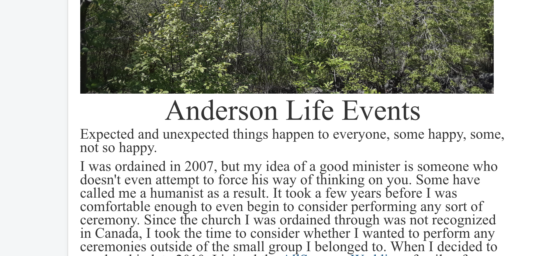 John Anderson Life Events